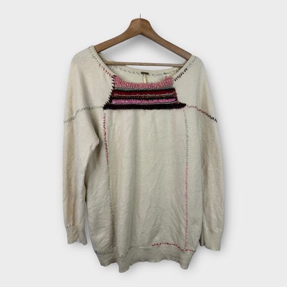 Free People Womens size Large Wool Blend Fair Isle Sweater Boho Bohemian - Picture 1 of 8